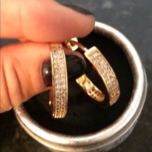 18K Gold Filled Paved Cubic Zirconia Hoop Earrings